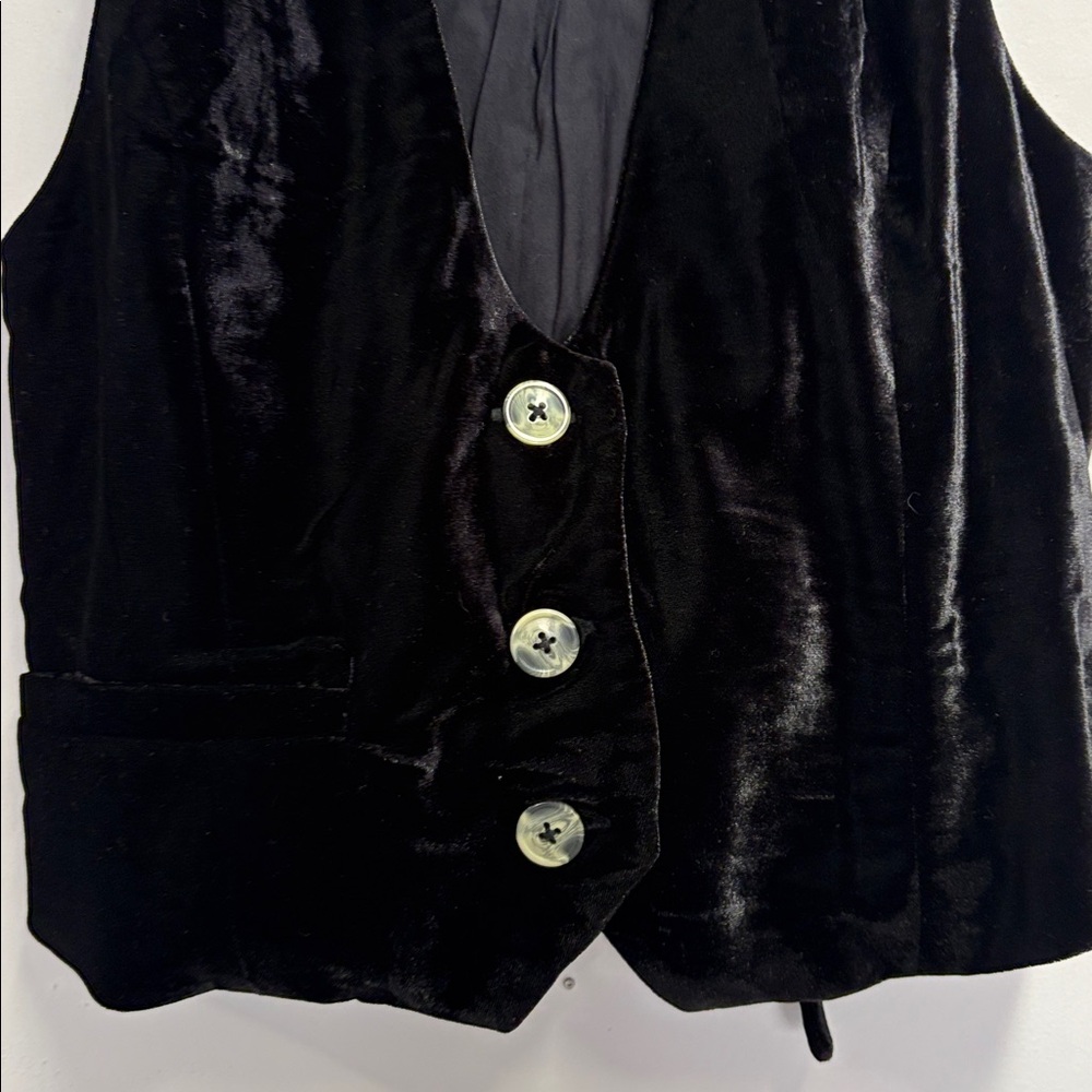Free People Libby Velvet Cropped Button Vest Size Large NWOT - Picture 6 of 8